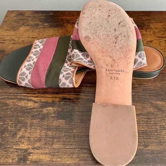 Kate Spade| New York Pink/Green Flower Jacquard Boardwalk Slide Sandals Sz 9.5 - Picture 7 of 8